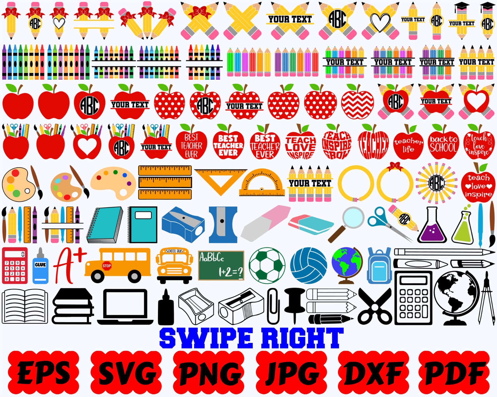 School Supplies SVG | School SVG | Back to School SVG | Cut Files for ...