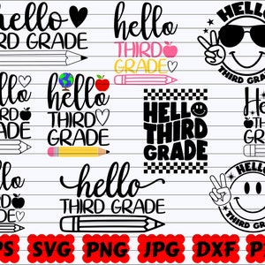 Hello Third Grade SVG | Third Grade SVG | Back To School SVG | School Svg | School Grade Svg | First Day Of School Svg | Hello Grade Svg