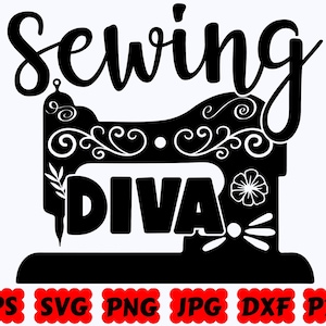 Diva de costura SVG / Costura SVG / Manualidades SVG / Tejido Svg / Archivos de corte para Cricut y Silhouette / Svg Eps Dxf Png Jpg Pdf / Uso comercial