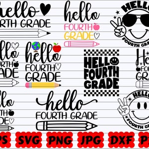 Hola Cuarto Grado SVG / Cuarto Grado SVG / Regreso a la escuela SVG / Escuela Svg / Grado escolar Svg / Primer día de clases Svg / Hola Grado Svg