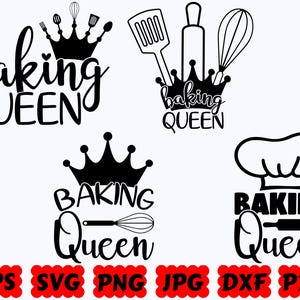 Baking Queen SVG | Kitchen SVG | Baking SVG | Cooking Svg | Cut Files for Cricut & Silhouette | Svg Eps Dxf Png Jpg Pdf | Commercial Use