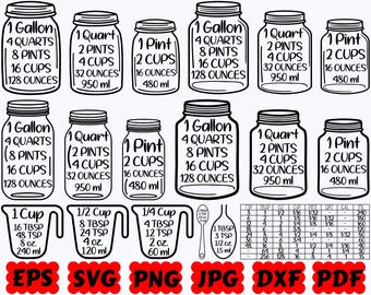 Kitchen Measurement SVG | Kitchen Conversions SVG | Kitchen Chart SVG | Kitchen Svg | Cut File for Cricut & Silhouette | Svg Eps Dxf Png Jpg