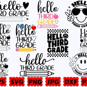 3年生の皆さんへSVG | 学校SVG | 新学期SVG | CricutとSilhouette用カットファイル | SVG EPS DXF PNG Jpg Pdf | 商用利用
