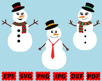 Snowman SVG, Christmas Snowman Cut Files for Cricut and Silhouette, Winter Snowman Face Vector, Commercial Use, Holiday Decor Designs