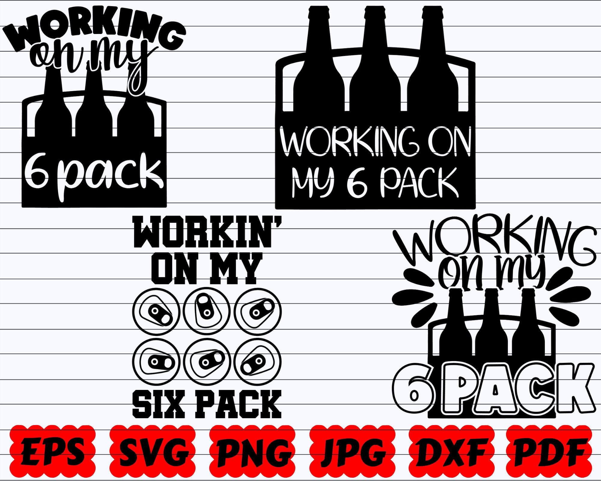 Six Pack Svg - Cut files for Cricut - Silhouette - Vector - Instant Digital  Download - svg, png, jpg, and psd files included!
