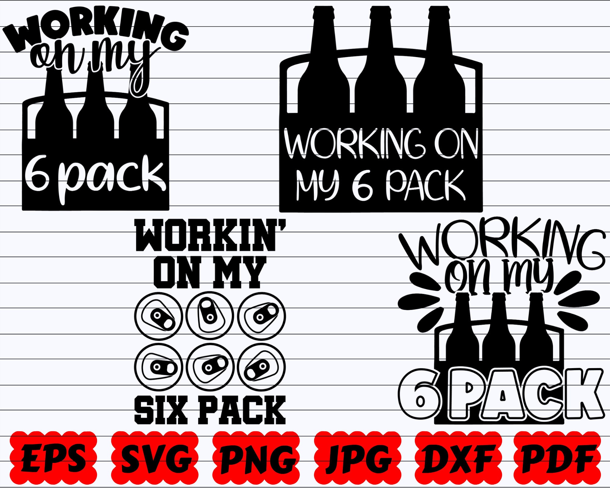 Six Pack Svg Cut Files for Cricut Silhouette Vector -  Singapore