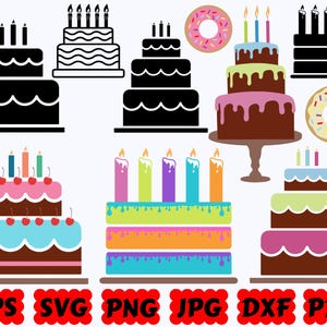 Birthday Cake SVG | Cake SVG | Birthday SVG | Happy Birthday Svg | Cut Files for Cricut & Silhouette | Svg Eps Dxf Png Jpg | Commercial Use
