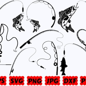 Fishing Pole SVG | Fishing Rods SVG | Fishing SVG | Fisherman Svg | Fish Svg | Cut Files for Cricut & Silhouette | Svg Eps Dxf Png Jpg Pdf