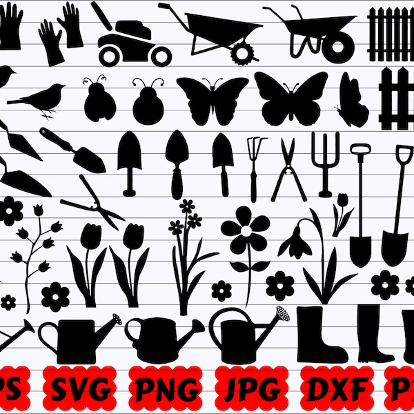 Garden Tools SVG Bundle | Gardening Tools SVG | Tools SVG | Gardening Silhouette | Gardening Cut Files | Gardener Svg | Spring Silhouette