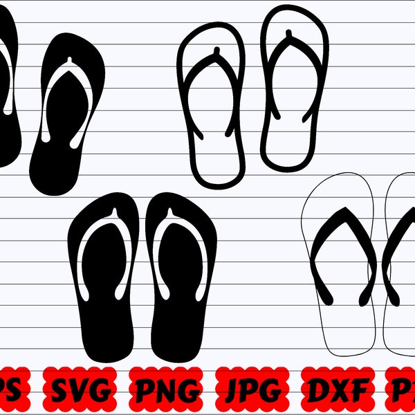 Slippers SVG | Slippers Silhouette | Flip Flops Cut Bestand | Slippers Design SVG | Zomerschoenen Svg | Zomer Slippers Svg | Sandaal Svg