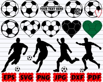 Silhouette de football | Soccer Cut Files | Joueur de football SVG | Soccer Ball SVG | Soccer Heart SVG | Soccer Svg Bundle | Soccer Design | Vecteur