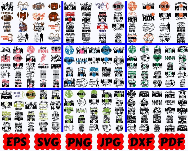 Sport Mama SVG | Sport SVG | Mama SVG | Schnittdateien für Cricut & Silhouette | Zitat | Spruch | Hemd | Svg Eps Dxf Png Jpg Pdf | Kommerzielle Nutzung Bild 1