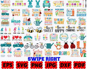 春のSVG | 春の挨拶SVG | イースターSVG | 春の歓迎SVG | CricutとSilhouette用カットファイル | SVG EPS DXF PNG Jpg | 商用利用