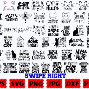 Kat-svg | Kat moeder SVG | Huisdier-svg | Dierlijke Svg | Kattenliefhebber Svg | Bestanden knippen voor Cricut & Silhouette | Svg Eps Dxf Png Jpg Pdf | Commercieel gebruik