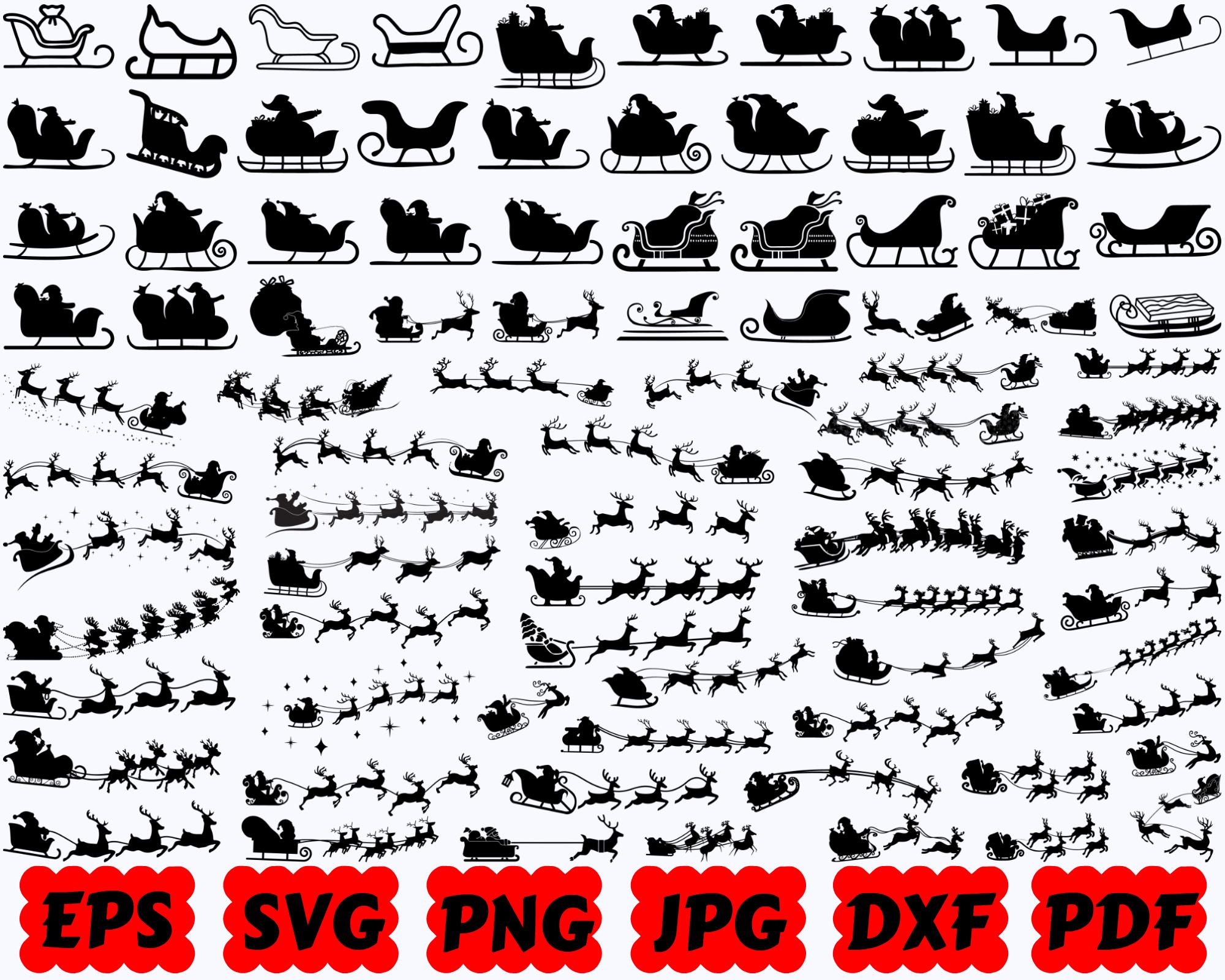 Santa's Sleigh SVG, Christmas Sleigh SVG for Cricut and Silhouette ...