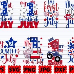 Mein erster 4. Juli SVG | 1. 4. Juli SVG | Mein erster Flügel am Juli SVG | Mein 1. Fourth Of Jul Schmuck | 4. Juli SVG | Amerika svg