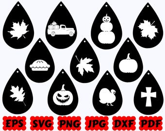 Earrings SVG | Autumn Earrings SVG | Teardrops SVG | Leather Earring Svg | Jewelry Svg | Cut Files for Cricut & Silhouette | Commercial Use