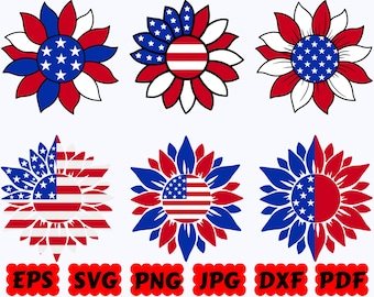 America Sunflower SVG | Usa Sunflower SVG | Sunflower SVG | 4th Of July Svg | America Svg | Usa Svg | Cut Files for Cricut & Silhouette
