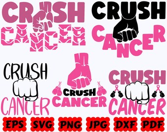 Crush Cancer SVG | Breast Cancer SVG | Cancer Awareness SVG | Cut Files for Cricut & Silhouette | Svg Eps Dxf Png Jpg Pdf | Commercial Use
