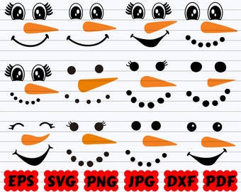 Snowman Faces SVG | Snowman SVG | Snowman Clipart| Christmas Svg| Snowman Bundle Svg| Snowman Vector| Christmas Elements| Christmas Cut File