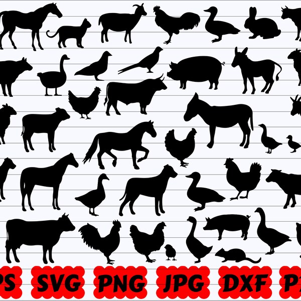 Farm Animal SVG | Animal SVG Bundle | Farm Life Svg | Farm House Svg | Farm Animal Silhouette | Farm Animal Cut File | Animals Cut File