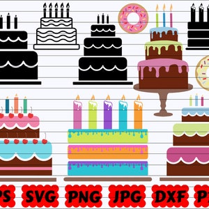 Geburtstagskuchen SVG | Kuchen SVG | Kuchen Topper SVG | Kuchen schneiden Datei | Kuchen Clipart | Kuchen Silhouette | Kuchen Design | Geburtstagsparty svg | Png