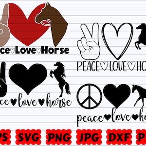Peace Love Horse SVG | Love Horse SVG | Horse Lover SVG | Peace Svg | Love Svg | Horse Svg | Horse Cut File | Horse Clipart | Horse Design