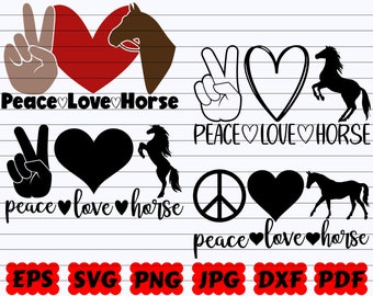 Peace Love Horse SVG | Love Horse SVG | Horse Lover SVG | Peace Svg | Love Svg | Horse Svg | Horse Cut File | Horse Clipart | Horse Design