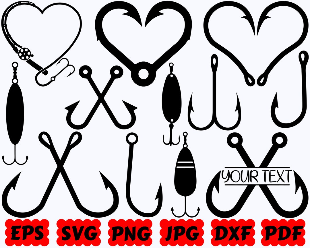 Fishing Hook SVG Crossed Fish Hooks SVG Hook SVG Bass Fishing Svg