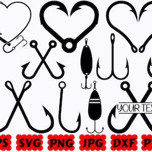 Hak wędkarski SVG | Haczyki na ryby skrzyżowane SVG | Hak SVG | Wędkarstwo basowe SVG | Rybak SVG | Hak na ryby SVG | Sylwetka haczyka wędkarskiego | Plik do cięcia
