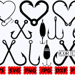 Fishing Hook Svg, Bass Fishing Svg, Fisherman Svg, Fishing Dad. Vector Cut  file Cricut, Silhouette, Pdf Png Eps Dxf, Decal, Sticker, Vinyl.