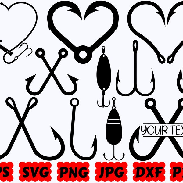 Fishing Hook SVG | Crossed Fish Hooks SVG | Hook SVG | Bass Fishing Svg | Fisherman Svg | Fish Hook Svg | Fishing Hook Silhouette | Cut File