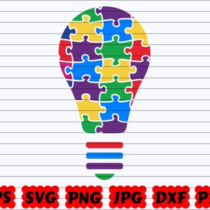 Autism Light Bulb SVG | Light Bulb SVG | Autism Cut File | Autism Design SVG | Light Bulb Cut File | Light Bulb Clipart | Autism Puzzle Svg