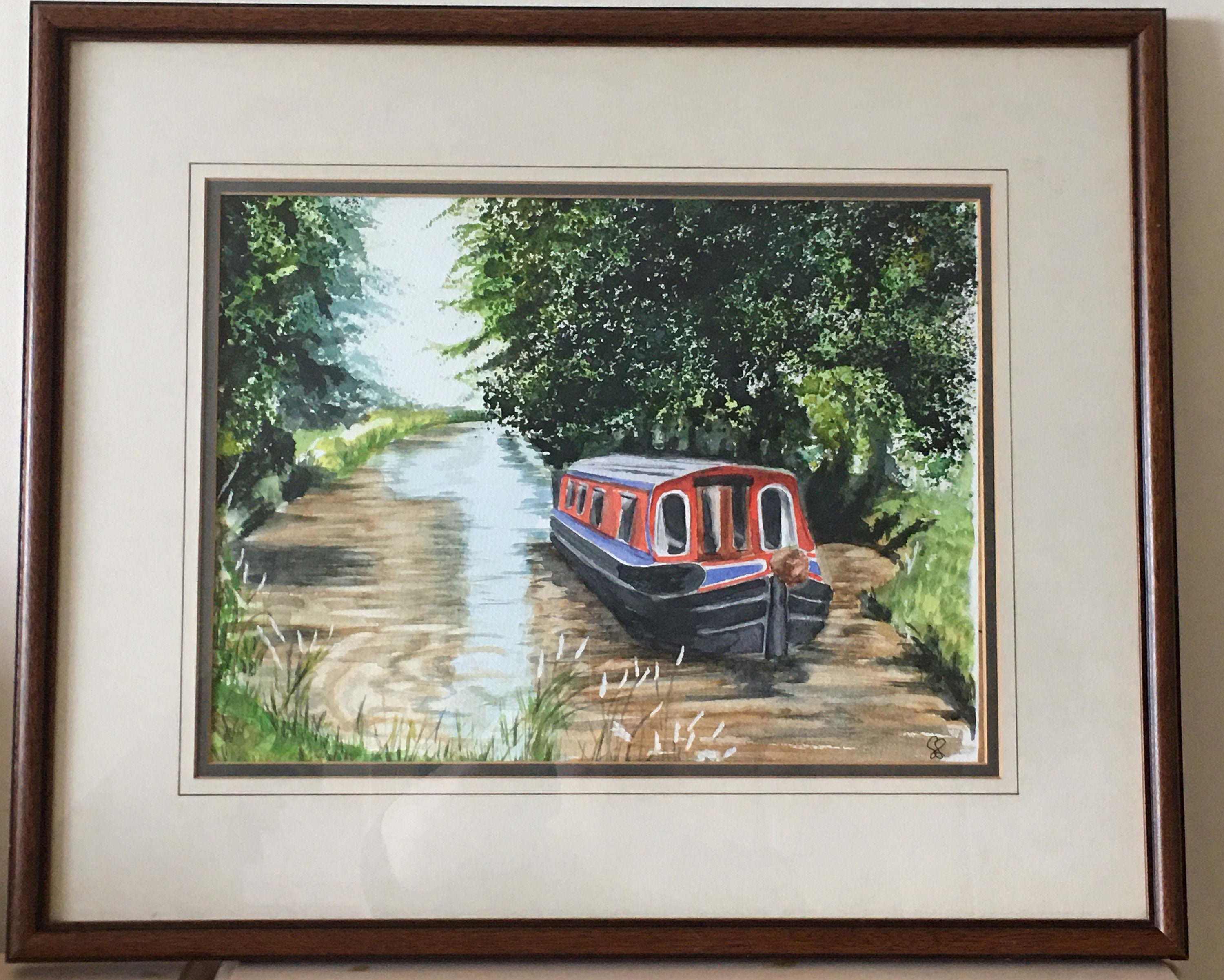 Watercolour Original Painting of canal Narrowboat Etsy UK