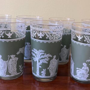 Vintage Wedgwood Jeanette Hellenic green cocktail glasses