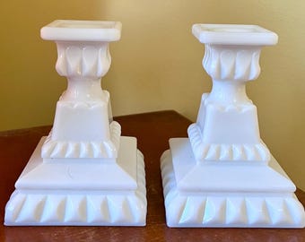 vintage Westmoreland milk glass candlesticks