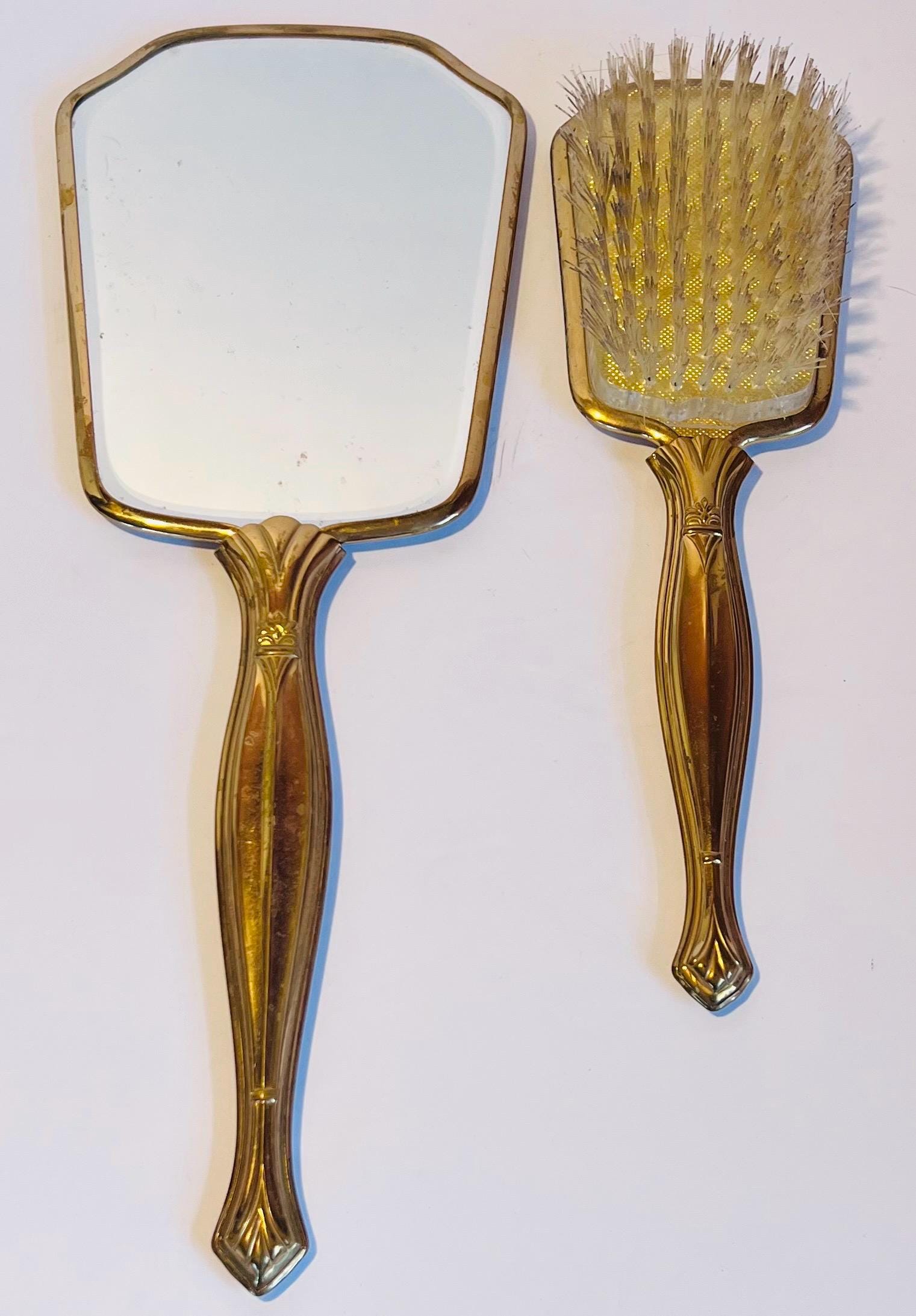 Vintage Hollywood Regency Vanity Hand Mirror and Brush Set  display picture 1