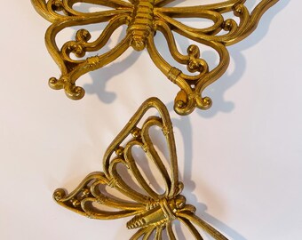 Vintage Butterflies Set of 2 plastic wall hanging