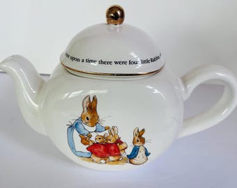 Vintage 1997 Beatrix Potter Peter Rabbit Teleflora ceramic teapot
