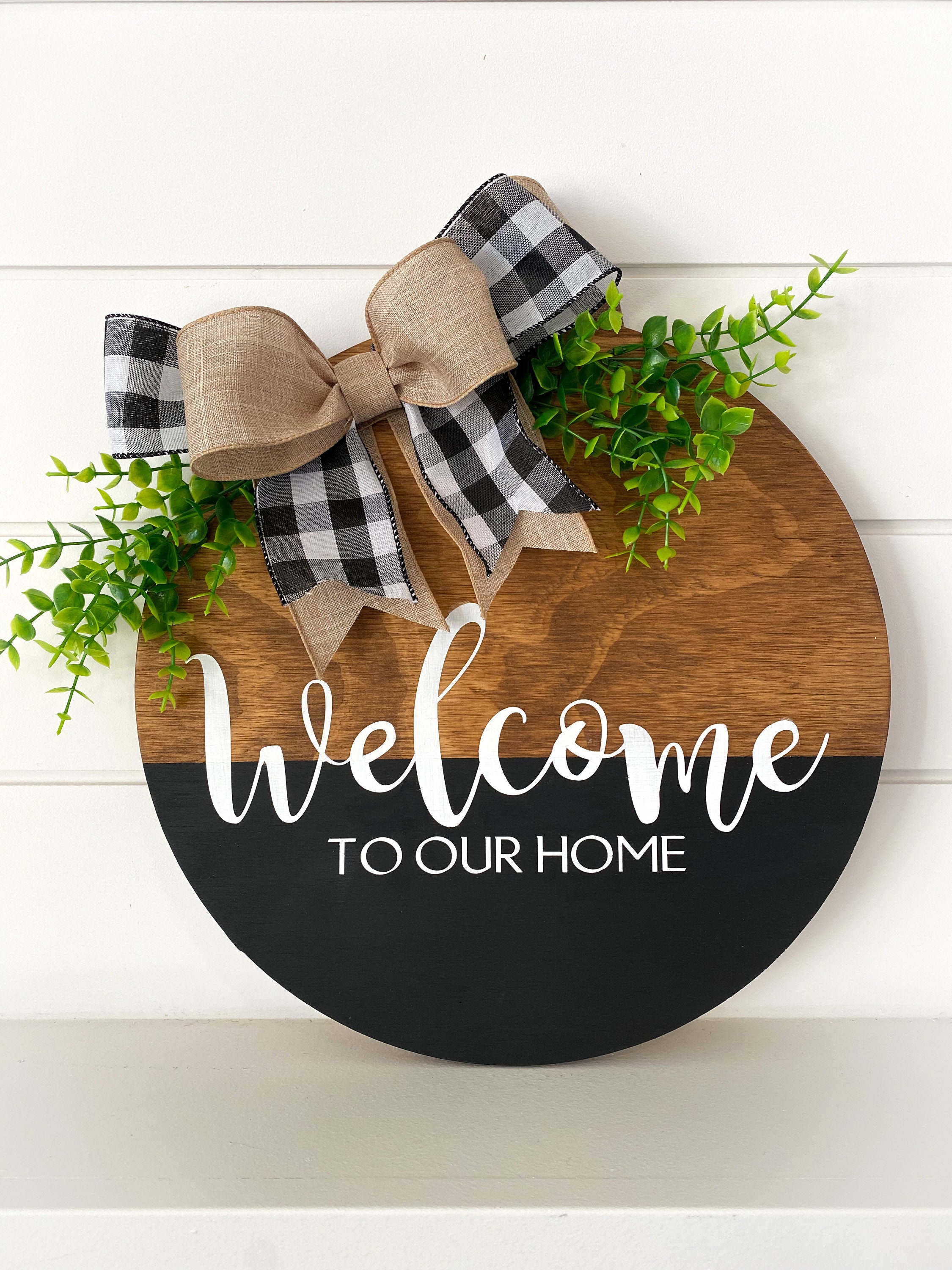 Welcome To Our Home Sign-Round Door Sign-Front Door Decor | Etsy