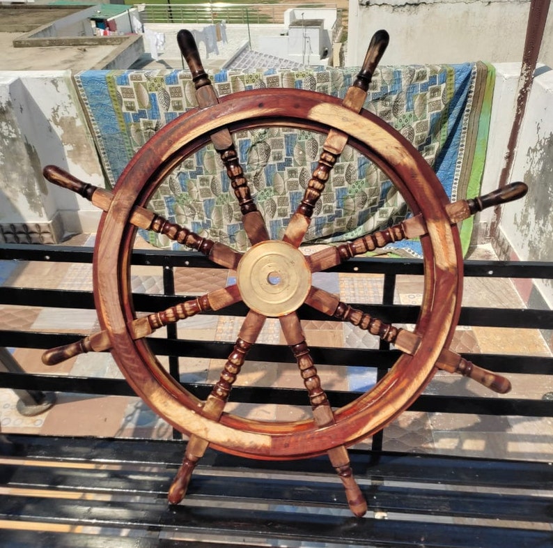 Coastal 36'' Gaston Turcotte Marine Maritime Wooden Decal Ship shops Wheel Pirate's Captain Boat Brass Ship's Wheel decor