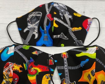 Electric Guitar Pattern Double Cotton Unisex Face Mask