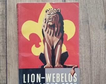Vintage 1965 Druck von 1954 Edition von Lion-Webelos Cub Scout Buch; Boy Scouts Den Pack; Organisationen; Nonfiction; Handbuch Studienanleitung