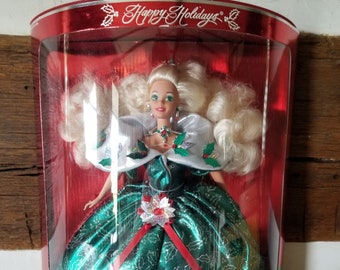 Vintage 1995 Happy Holidays Special Edition Barbie Doll; NIB NRFB; Collectible Fashion Doll; Christmas; Mattel; Toys and Games; Pretend Play