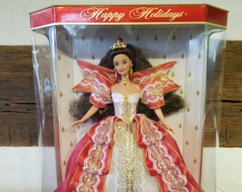 Barbie, Happy Holidays, Doll, 1997, Mattel, Long Red Dress With White Lace,  Holiday Decor, Collectible, Displayable, ~ 240316-WH 865 - Etsy