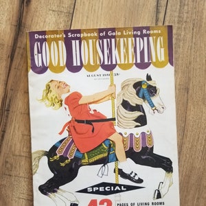 Vintage 1951 August Issue of &quot;Good Housekeeping&quot; Magazine; Fiction; Food Recipes; Fashions; Babies; Needlework; Advertising; Ephemera