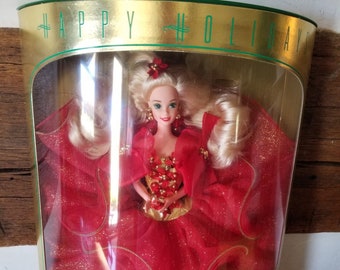 Vintage 1993 Happy Holidays Special Edition Barbie Doll; NIB NRFB; Collectible Fashion Doll; Christmas; Mattel; Toys and Games; Pretend Play