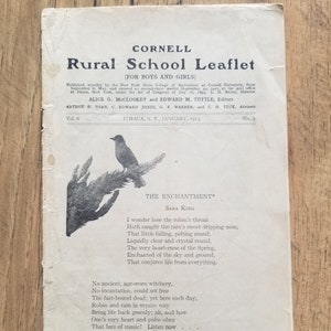 Ulotka Cornell Rural School z 1913 r., tom 6, nr 3, dla dziewcząt i chłopców; New York College of Agriculture; czytanie poezji; nauka; pamiątki