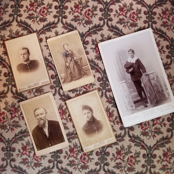 Vintage Victorian Era 1800s a principios de 1900 Cabinet Card y Cartes-de-Visite, Mixed Lot #1 de 5, Ephemera, Berlín-Indiana-Lancaster