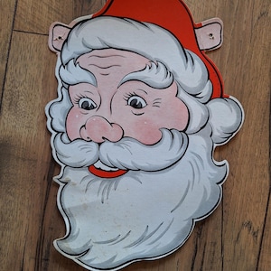 Papá Noel vintage de los años 50 troquelado en cartón: decoración navideña de temporada